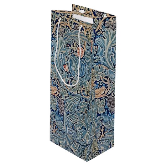 William Morris Mooi Bloemenpatroon Blauw Roze Wijn Cadeautas (Voorkant Gekanteld)