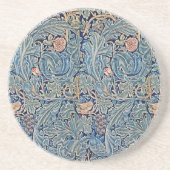 William Morris Mooi Bloemenpatroon Blauw Roze Zandsteen Onderzetter (Voorkant)