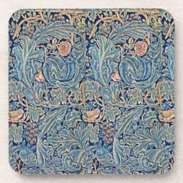 William Morris Mooie Bloemmotief Blauw Roze Bier Onderzetter