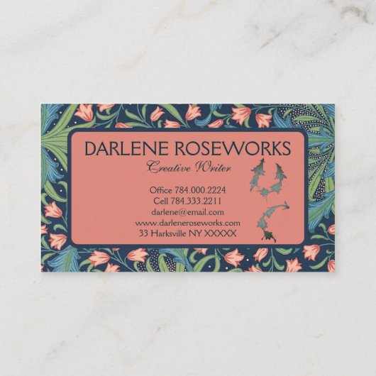 William Morris Mooie Floral Pink Lily Visitekaartje (Achterkant)