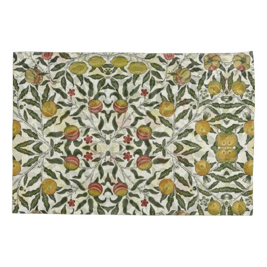 William Morris Mooie Fruitbladeren Bloemen Rood Kussensloop (Achterkant-Links)