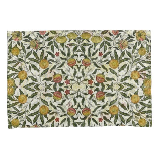 William Morris Mooie Fruitbladeren Bloemen Rood Kussensloop (Voorkant-Rechts)