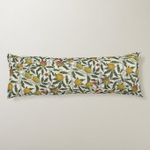 William Morris Mooie Fruitbladeren Bloemen Rood Lichaamskussen (Achterkant)