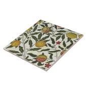 William Morris Mooie Fruitbladeren Bloemen Rood Tegeltje (Zijkant)