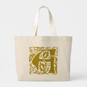 William Morris Mustard Yellow Monogram Kunstnijver Grote Tote Bag (Achterkant)