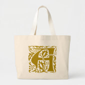 William Morris Mustard Yellow Monogram Kunstnijver Grote Tote Bag (Voorkant)