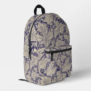 William Morris Muurbloem Patroon Antiek Blauw Bedrukte Rugzak