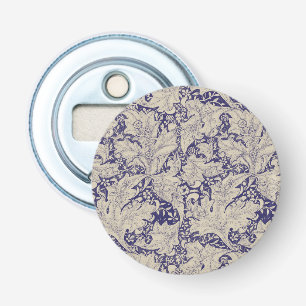 William Morris Muurbloem Patroon Antiek Blauw Button Flesopener