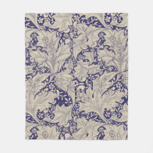 William Morris Muurbloem Patroon Antiek Blauw Fleece Deken