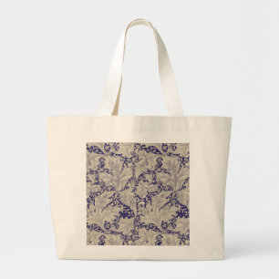 William Morris Muurbloem Patroon Antiek Blauw Grote Tote Bag