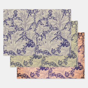 William Morris Muurbloem Patroon Antiek Blauw Inpakpapier Vel