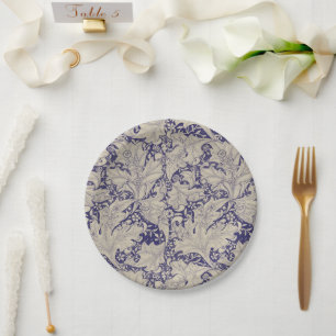 William Morris Muurbloem Patroon Antiek Blauw Papieren Bordje