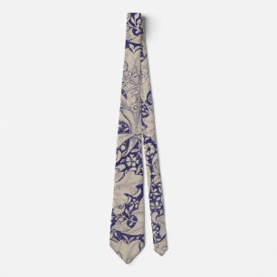 William Morris Muurbloem Patroon Antiek Blauw Stropdas