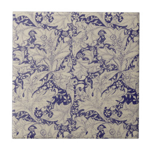 William Morris Muurbloem Patroon Antiek Blauw Tegeltje