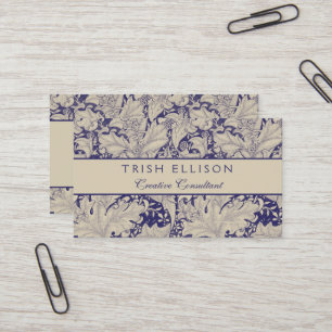 William Morris Muurbloem Patroon Antiek Blauw Visitekaartje