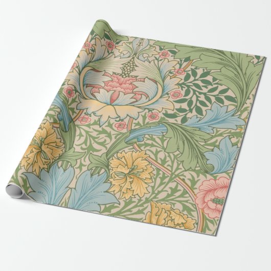 William Morris Myrtle Bloem Bloemen Botanisch Cadeaupapier (Uitgerold)