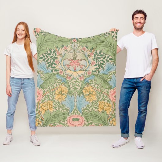 William Morris Myrtle Bloem Bloemen Botanisch Fleece Deken (In situ)