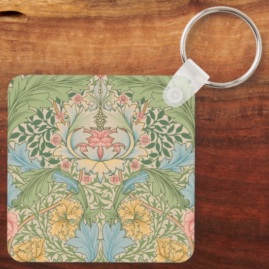 William Morris Myrtle Bloem Bloemen Botanisch Sleutelhanger (Achterkant)