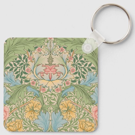 William Morris Myrtle Bloem Bloemen Botanisch Sleutelhanger (Achterkant)