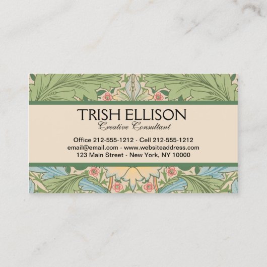 William Morris Myrtle Bloem Bloemen Botanisch Visitekaartje (Achterkant)