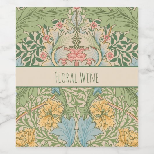 William Morris Myrtle Bloem Bloemen Botanisch Wijn Etiket (Enkel label)