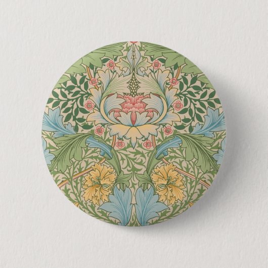 William Morris Myrtle Bloem Bloemstuk Botanisch Ronde Button 5,7 Cm (Voorkant)