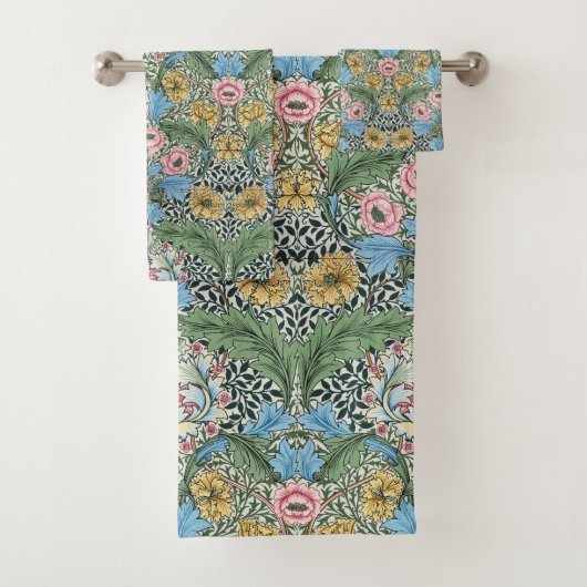 William Morris Myrtle Flowers Geel Blauw Bad Handdoek (Insitu)