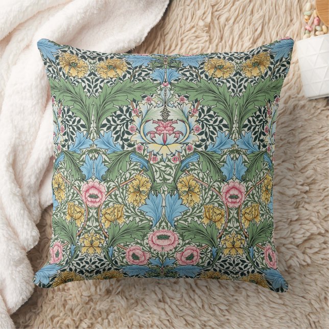 William Morris  Myrtle Flowers Geel Blauw Kussen (Deken)