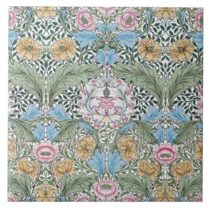 William Morris Myrtle Pattern Art Tile of Trivet Tegeltje