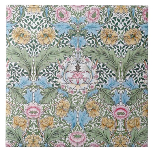 William Morris Myrtle Pattern Art Tile of Trivet Tegeltje (Voorkant)