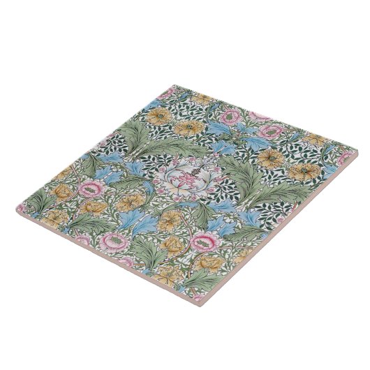 William Morris Myrtle Pattern Art Tile of Trivet Tegeltje (Zijkant)