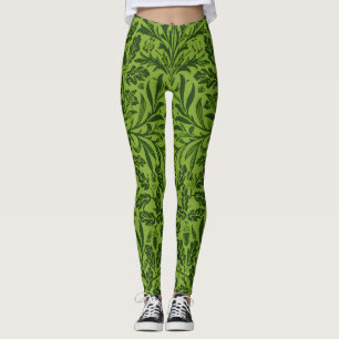 William Morris Naadloos Groen Eikenblad Patroon Leggings