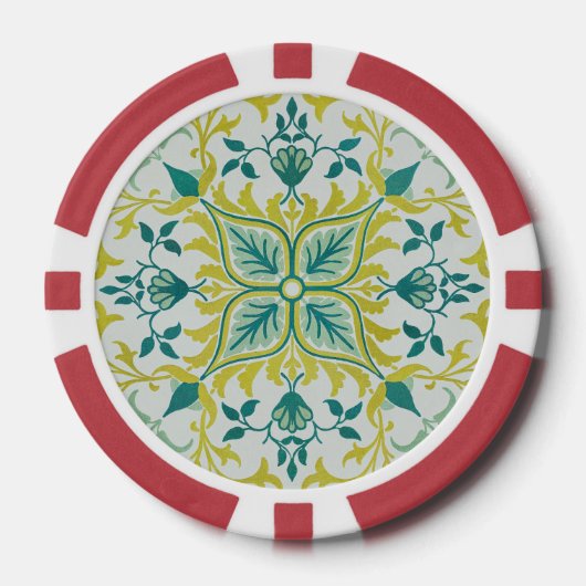 William Morris Naadloos Plafond Limegroen Patroon Poker Chips (Voorkant)
