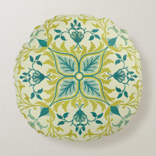 William Morris Naadloos Plafond Limegroen Patroon Rond Kussen