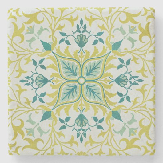William Morris Naadloos Plafond Limegroen Patroon Stenen Onderzetter (Voorkant)