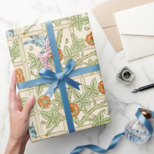 William Morris Naadloos Tralie Roos Patroon Cadeaupapier