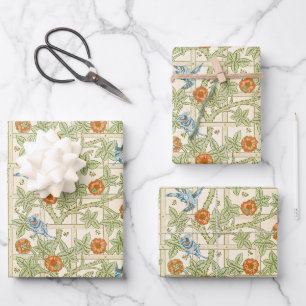 William Morris Naadloos Tralie Roos Patroon Inpakpapier Vel