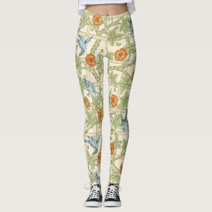William Morris Naadloos Tralie Roos Patroon Leggings