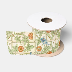 William Morris Naadloos Tralie Roos Patroon Satijnen Lint