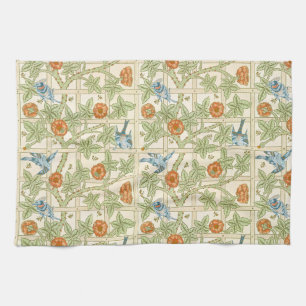 William Morris Naadloos Tralie Roos Patroon Theedoek