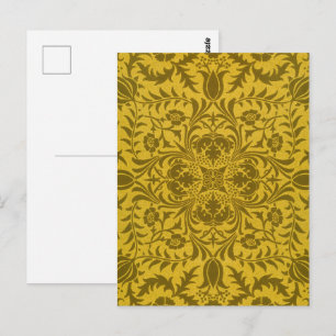 William Morris Naadloos Wingerd Goud Geel Patroon Briefkaart