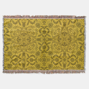 William Morris Naadloos Wingerd Goud Geel Patroon Deken