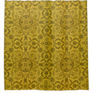 William Morris Naadloos Wingerd Goud Geel Patroon Douchegordijn