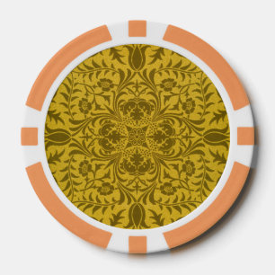 William Morris Naadloos Wingerd Goud Geel Patroon Poker Chips
