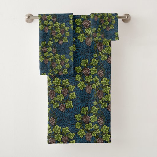 William Morris Naadloze Druiven Wingerd Zwarte Pat Bad Handdoek (Insitu)