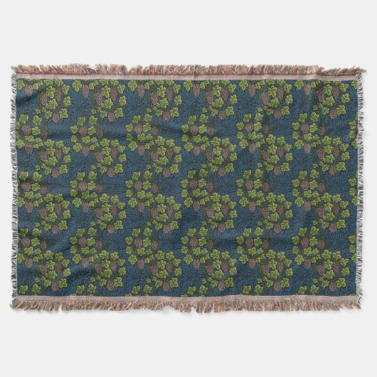 William Morris Naadloze Druiven Wingerd Zwarte Pat Deken (Voorkant)