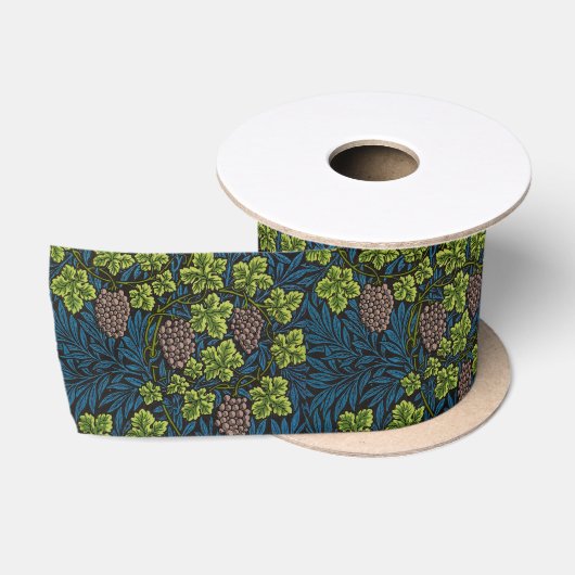 William Morris Naadloze Druiven Wingerd Zwarte Pat Satijnen Lint (Spoel)