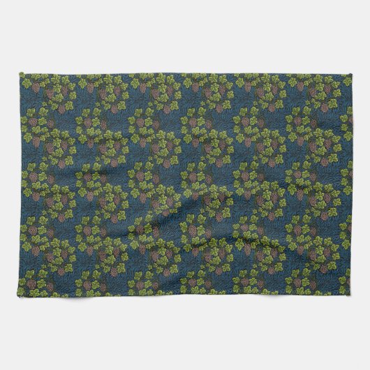 William Morris Naadloze Druiven Wingerd Zwarte Pat Theedoek (Horizontaal)