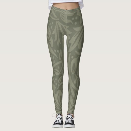 William Morris Narcis Bloemenbehang Leggings (Voorkant)