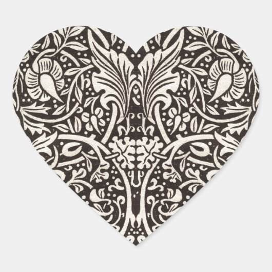 William Morris Narcis Bloemig Behang Hart Sticker (Voorkant)